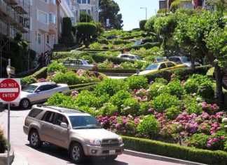 Ломбард-стрит (Lombard Street) — самая извилистая улица в мире, Сан-Франциско, США