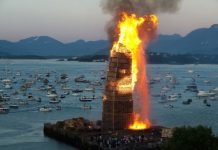 Самый большой костер в мире Слиннингсбалет (Slinningsbalet — bonfire World), Олесунн, Норвегия